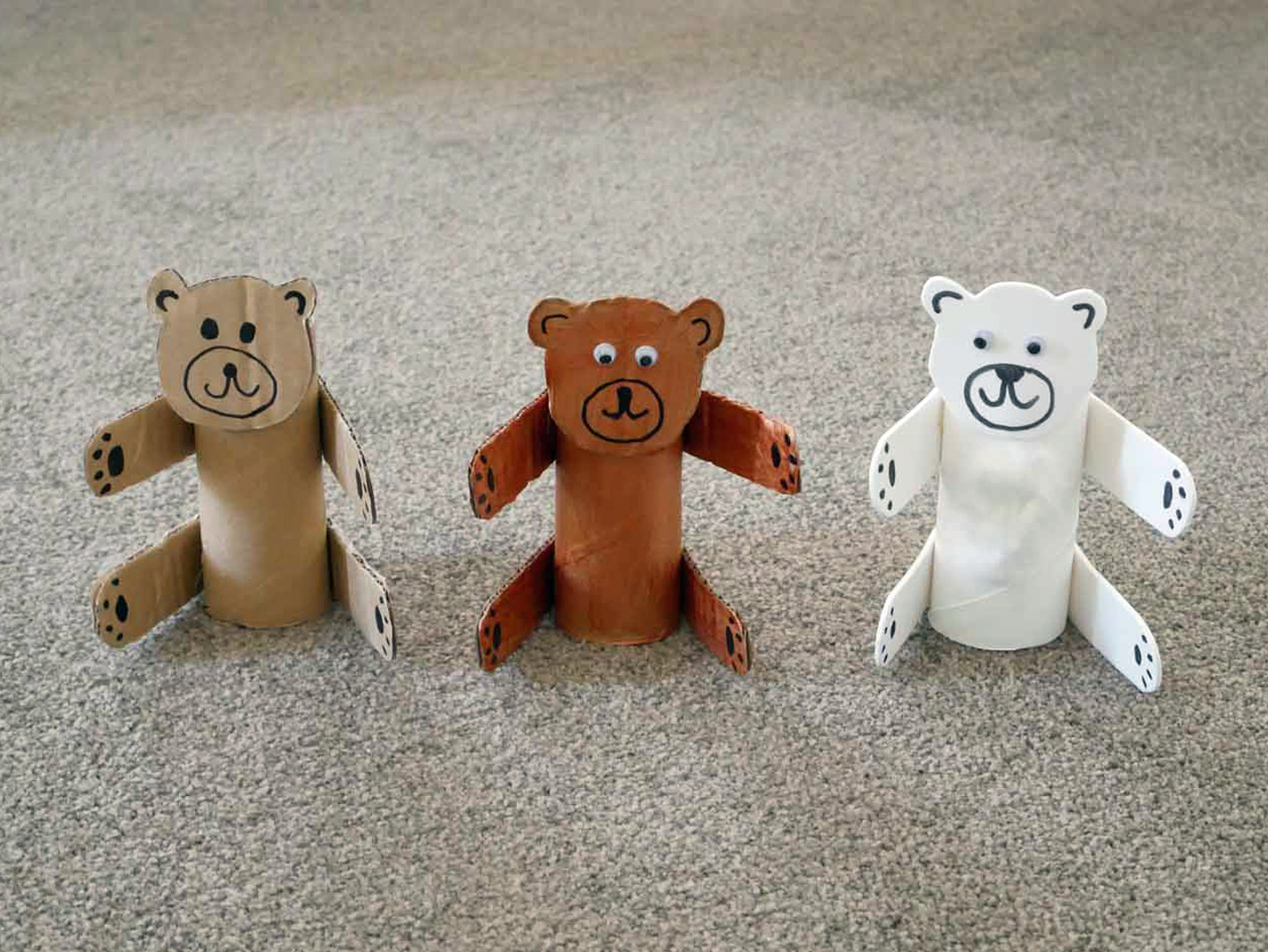 TOCK Crafts Cute Cardboard Bears TOCK.earth